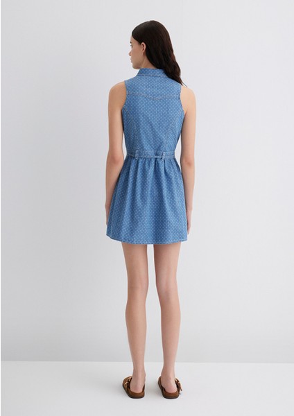 Raven Akdeniz Yıldız Baskılı Indigo Mavisi Jean Elbise 1310660-89760