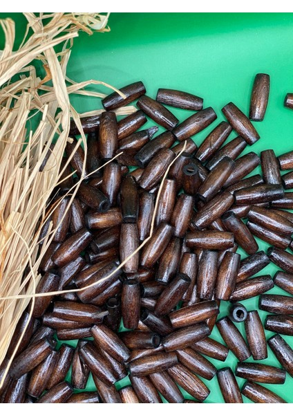 6 mm Kahverengi Uzun Arpa Ahşap Boncuk (50 Gram 100 Adet) Iç Delik 3 mm Bileklik Çanta Kolye Makrome modelleri