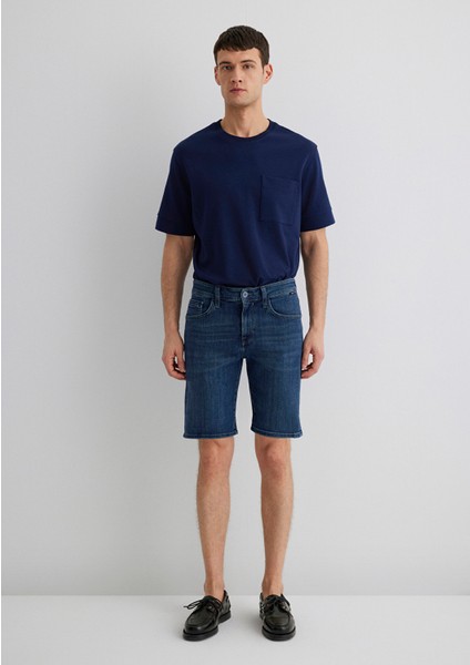 Brian Premium Blue Koyu Vintage Mavi Jean Şort 0418489817
