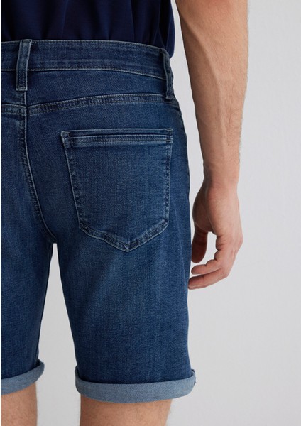 Brian Premium Blue Koyu Vintage Mavi Jean Şort 0418489817