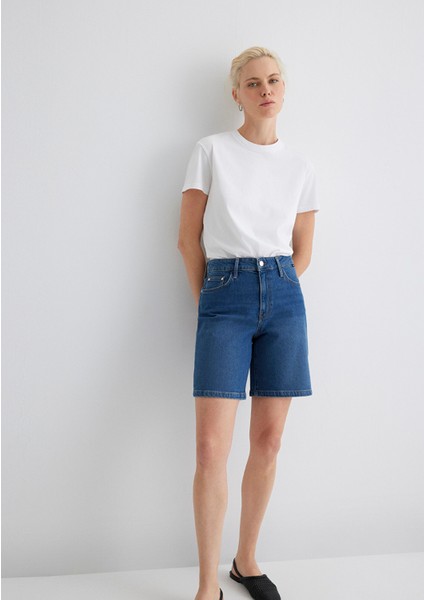 Eliana Casual Koyu Mavi Jean Şort 1411221-89749
