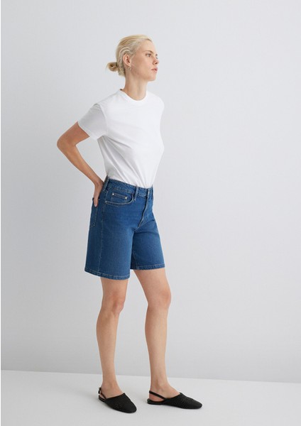 Eliana Casual Koyu Mavi Jean Şort 1411221-89749