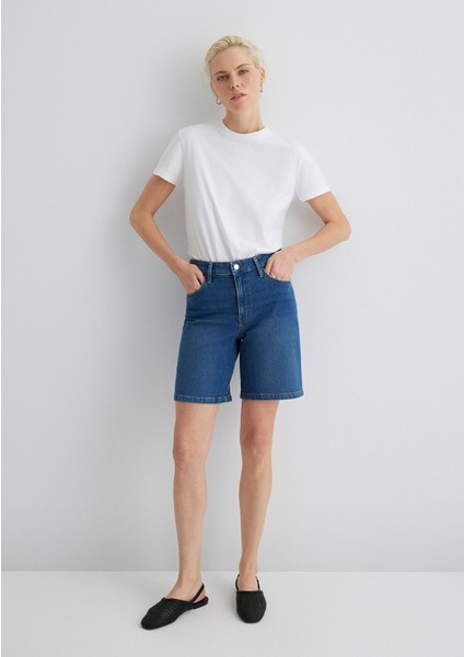 Eliana Casual Koyu Mavi Jean Şort 1411221-89749