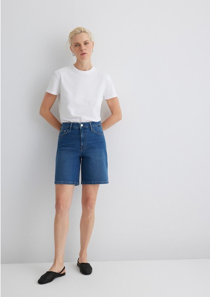 Eliana Casual Koyu Mavi Jean Şort 1411221-89749