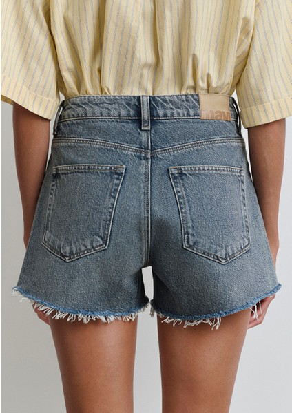 Rosie 90LAR Puslu Indigo Mavisi Jean Şort 1447489740