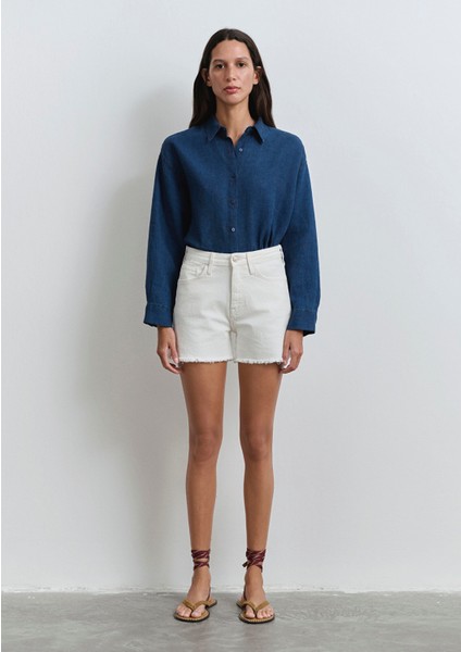 Heidi 90LAR Kırık Beyaz Jean Şort 1410057-90426