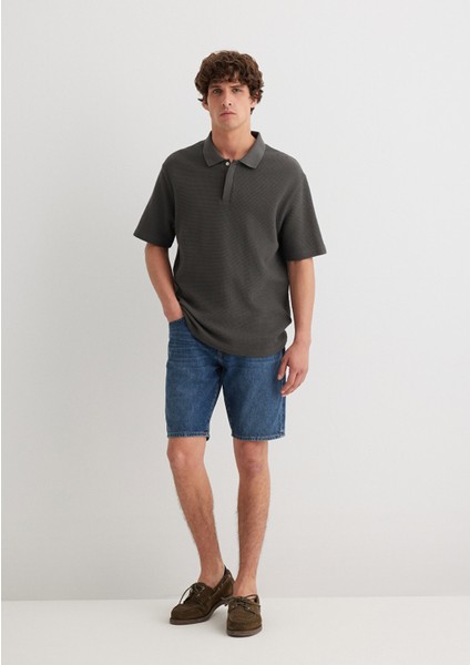 Lucas Street Gölgeli Koyu Mavi Jean Şort 0412607-89929