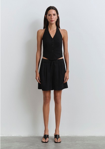 Penny Gold Klasik Puslu Siyah Jean Şort 1410075-90103