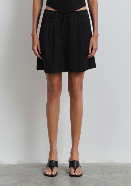 Penny Gold Klasik Puslu Siyah Jean Şort 1410075-90103