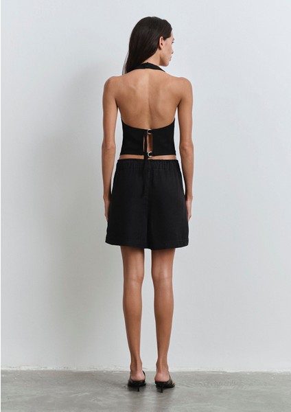 Penny Gold Klasik Puslu Siyah Jean Şort 1410075-90103