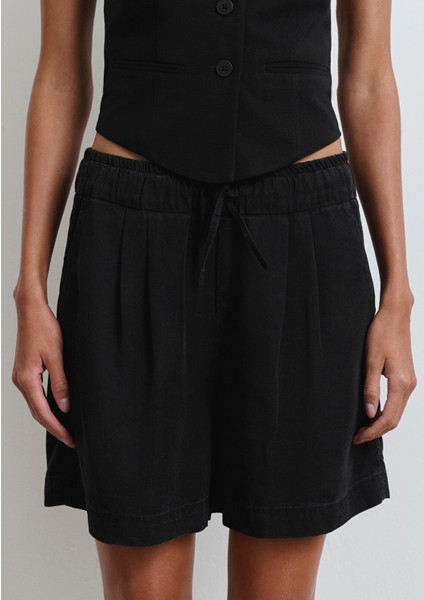 Penny Gold Klasik Puslu Siyah Jean Şort 1410075-90103