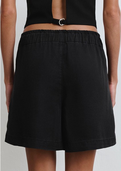 Penny Gold Klasik Puslu Siyah Jean Şort 1410075-90103