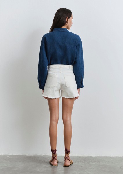 Heidi 90LAR Kırık Beyaz Jean Şort 1410057-90426