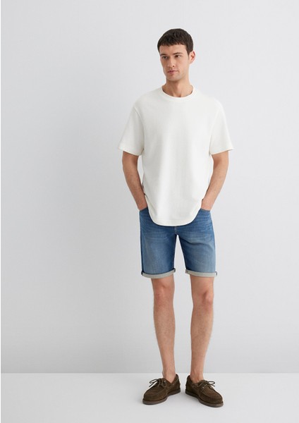 Brian Sporty Koyu Mavi Jean Şort 0418490389