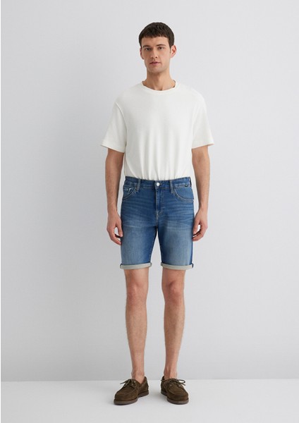 Brian Sporty Koyu Mavi Jean Şort 0418490389