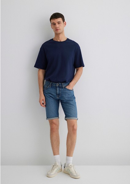 Tim Street Gölgeli Indigo Mavisi Jean Şort 0428487143