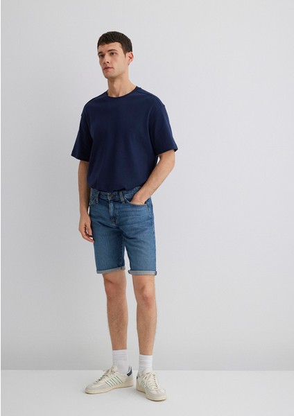 Tim Street Gölgeli Indigo Mavisi Jean Şort 0428487143