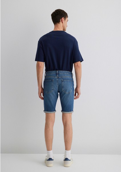 Tim Street Gölgeli Indigo Mavisi Jean Şort 0428487143