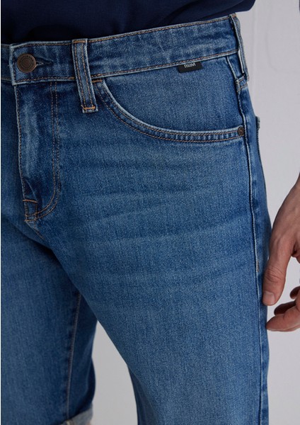 Tim Street Gölgeli Indigo Mavisi Jean Şort 0428487143