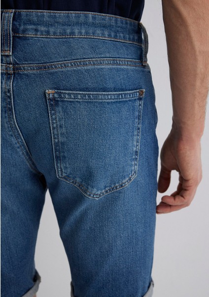 Tim Street Gölgeli Indigo Mavisi Jean Şort 0428487143