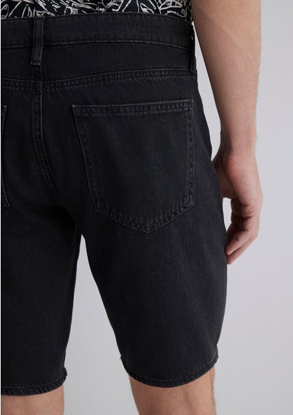 Lucas Street Koyu Gri Jean Şort 0412607-89928