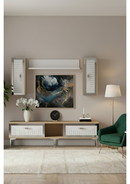 TVR1501DBS - Tuna Tv Ünitesi Takımı 150CM Safirmeşe- Beyaz- Gümüş fırsatları