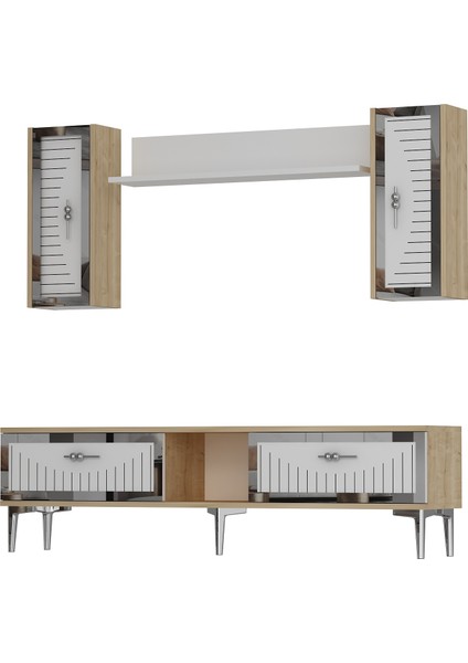 TVR1501DBS - Tuna Tv Ünitesi Takımı 150CM Safirmeşe- Beyaz- Gümüş