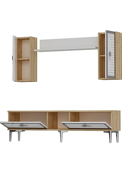 TVR1501DBS - Tuna Tv Ünitesi Takımı 150CM Safirmeşe- Beyaz- Gümüş
