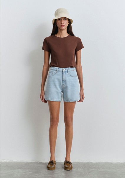 Verna Mavi Premium Buz Mavi Jean Şort 1410059-89754