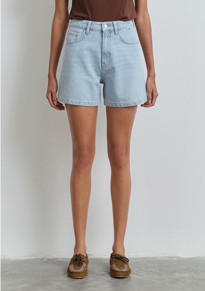 Verna Mavi Premium Buz Mavi Jean Şort 1410059-89754