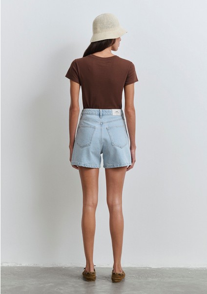 Verna Mavi Premium Buz Mavi Jean Şort 1410059-89754