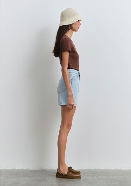 Verna Mavi Premium Buz Mavi Jean Şort 1410059-89754