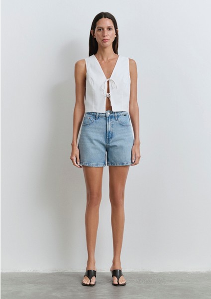 Verna 90LAR Buz Mavi Jean Şort 1410059-89747