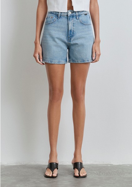 Verna 90LAR Buz Mavi Jean Şort 1410059-89747