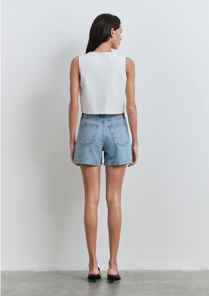 Verna 90LAR Buz Mavi Jean Şort 1410059-89747