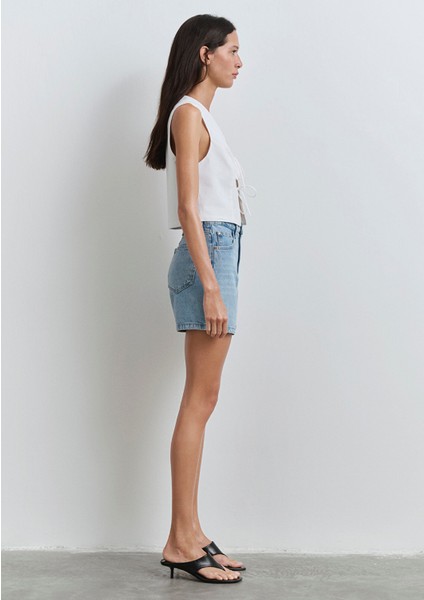 Verna 90LAR Buz Mavi Jean Şort 1410059-89747