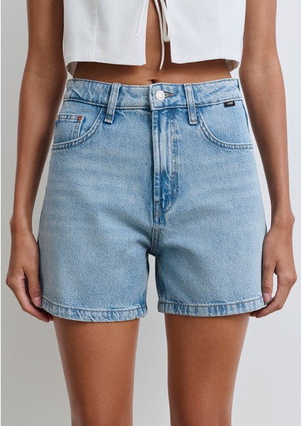 Verna 90LAR Buz Mavi Jean Şort 1410059-89747