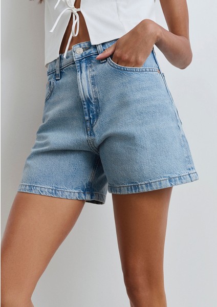 Verna 90LAR Buz Mavi Jean Şort 1410059-89747