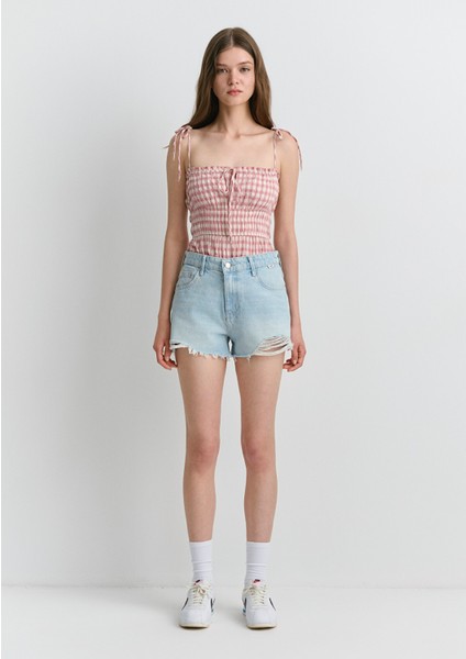 Tyra 90LAR Buz Mavi Jean Şort 1410011-89737