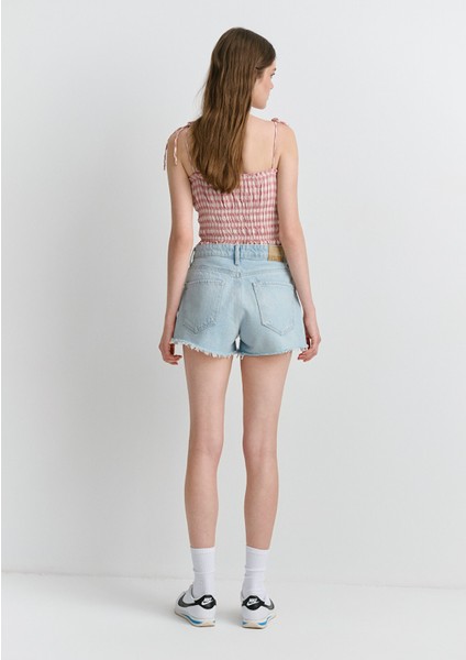 Tyra 90LAR Buz Mavi Jean Şort 1410011-89737