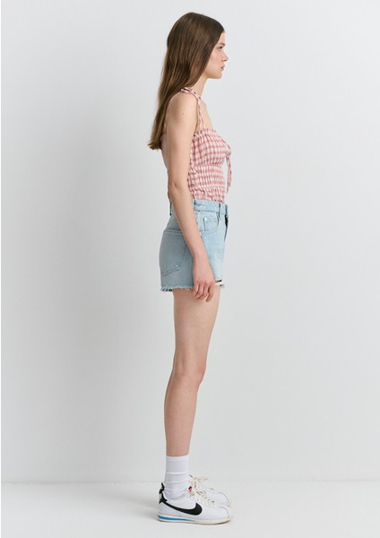 Tyra 90LAR Buz Mavi Jean Şort 1410011-89737
