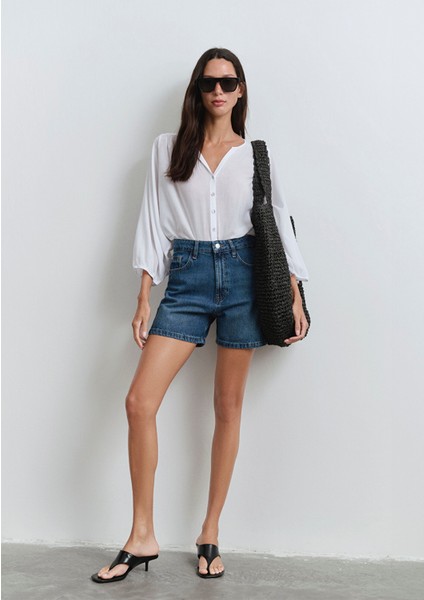 Verna 90LAR Koyu Mavi Jean Şort 1410059-89748