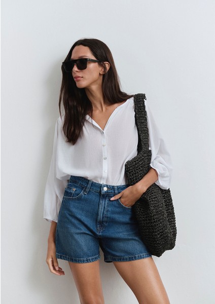 Verna 90LAR Koyu Mavi Jean Şort 1410059-89748