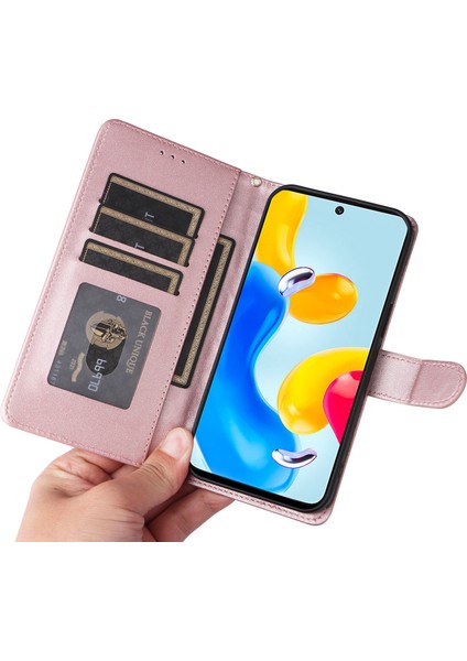Xiaomi Poco M4 Pro 5g Için El Kayışı ve Kart Yuvalı Premium Deri Cüzdan Kılıf-Rose Gold (Yurt Dışından) indirimleri