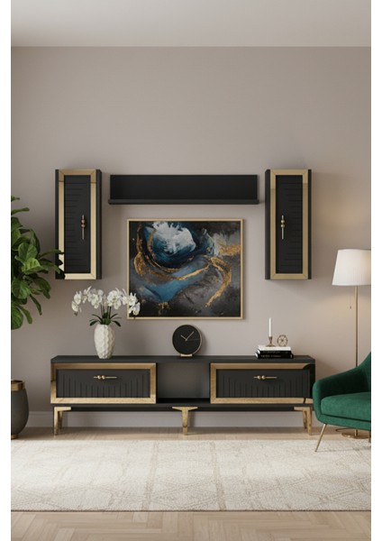 TVR1501AG - Tuna Tv Ünitesi Takımı 150CM Antrasit- Altın