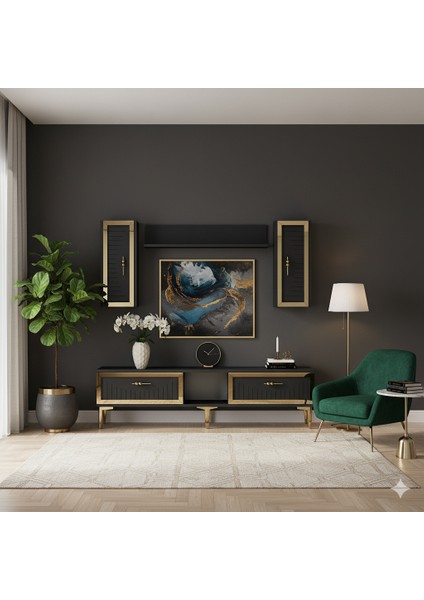 TVR1501AG - Tuna Tv Ünitesi Takımı 150CM Antrasit- Altın modelleri