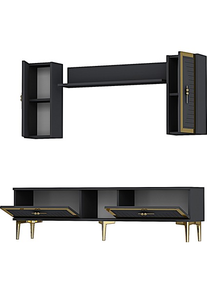 TVR1501AG - Tuna Tv Ünitesi Takımı 150CM Antrasit- Altın