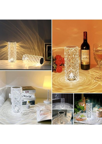 Wizard Kristal Lamba Masa Lambası Şarjlı Masa Lambası Dokunmatik Sensör USB Şarjlı indirimleri