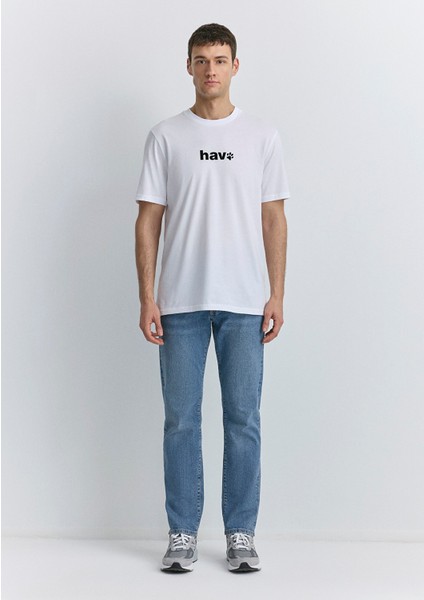 Hav Baskılı Beyaz Tişört 0612759-620