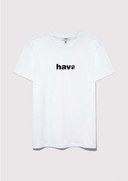 Hav Baskılı Beyaz Tişört 1613288-620